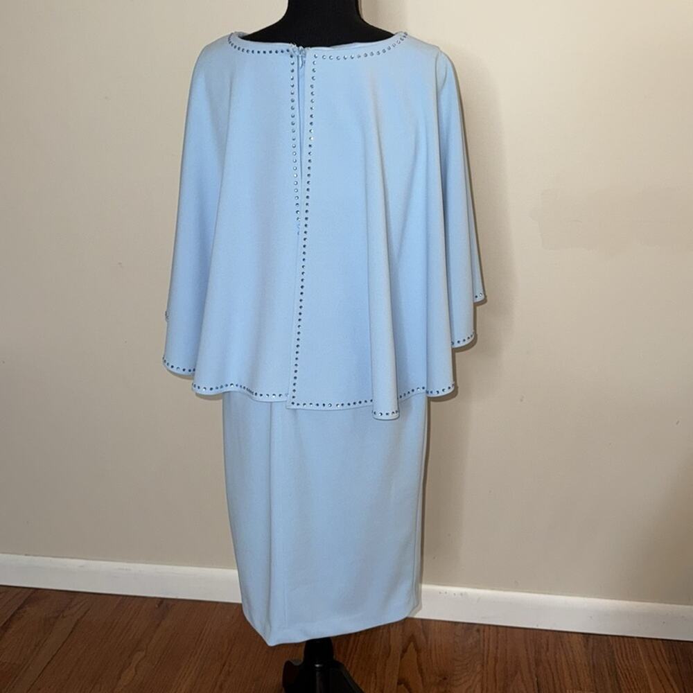 Calvin Klein Women's Cape Sheeth Flutter Sleeve Midi Dress Powder Blue Size 6 - Picture 2 of 11
